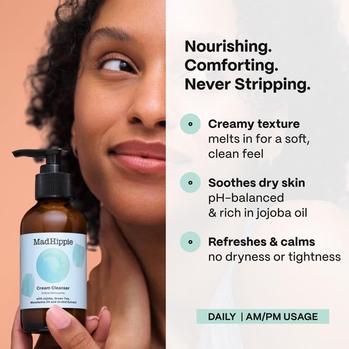 Mad Hippie Cream Cleanser 2-Pack – Gentle Formula with Hyaluronic Acid, Jojoba Oil & Green Tea, Skin Barrier Protection, 4 Oz Ea