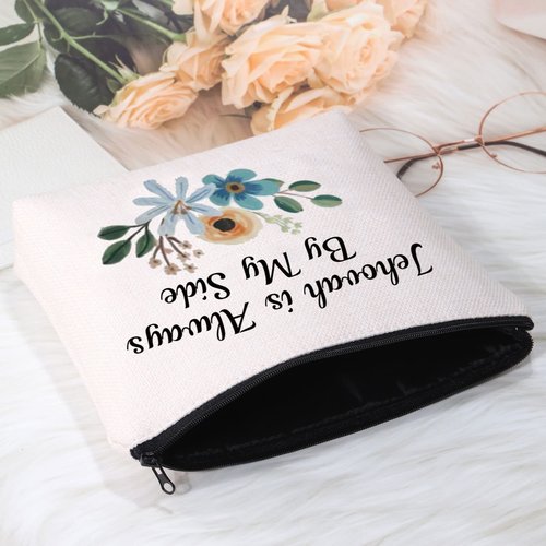 POFULL JW Baptism Gift Jehovah is Always By My Side Cosmetic Bag JW Pioneer Gifts (Jehovah By My Side)