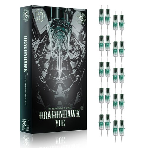 Dragonhawk Yue Professional Tattoo Needles - 20Pcs 1018RL Round Liner Tattoo Cartridges 0.3MM Precise Line Work for Tattoo Artists Disposable Needles