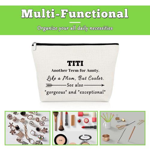 Gevody Aunt Gifts from Niece Nephew Makeup Bag Auntie Gift Appreciation Gifts for Women TiTi Tia Birthday Gifts Cosmetic Bag TiTi Gifts Thank You Gifts Mothers Day Gifts for Her Travel Pouch