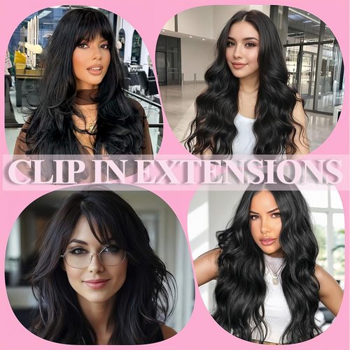 Clip in Hair Extensions Real Human Hair, 7Pcs 16 Inch Double Weft Seamless Invisible Human Hair Clip in Extensions, 85g Natural Black Straight Human Hair Extensions 100% Brazilian Remy Human Hair