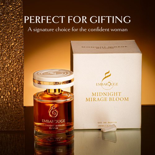 EMBAROUGE MIDNIGHT MIRAGE BLOOM Women's Fragrance | Perfume for Women | Chypre Top note | 100 ml pack | 3.4 Fl. Oz. | Amber and Fougere fragrance | Gift for Women | Eau de Parfum EDP