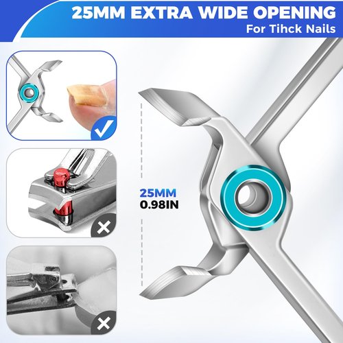 Toenail Clippers for Seniors Thick Toenails, Wide Jaw Opening Slanted Curved Toe Nail Clippers for Men Thick Ingrown Nails, Large 360 Degree Rotary Fingernail Clipper Nail Cutter