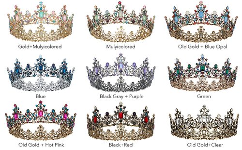 SWEETV Queen Crown for Women - Baroque Wedding Tiaras and Crowns, Jeweled Costume Tiara Princess Crown, Prom Birthday Party Halloween Hair Accessories, Black Gray + Purple, Shining Nola