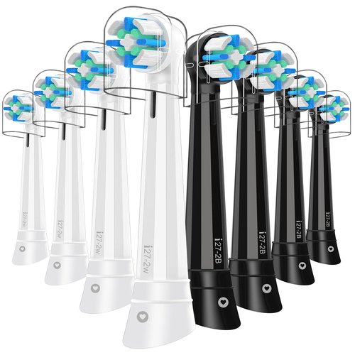 8 Pack IO Replacement Heads Compatible with Oral B IO 2/3/4/5/6/7/8/9/10/Deep Clean Series Electric Toothbrushes, Brush Heads Compatible with Oral B iO (Black/White)
