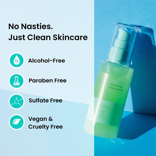 Feat By You ViTassie Forest Energy Vitamin Ampoule Solution - (2.70 fl.oz) Korean Skin Care Serum with Vitamin C, Niacinamide, Hyaluronic Acid, Fast Absorbing, Non-Greasy, Hydrating