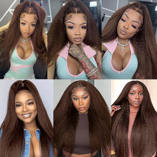 Yaki Straight Human Hair Bundles 24 Inch Kinky Straight Single Bundle #4 Chocolate Brown Human Hair Unprocessed Native Virgin Hair 100g Total 1 Extension Wet and Wavy Human Hair Extensions for Women
