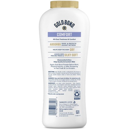 Gold Bond Ultimate Comfort Body Powder 10 oz. (Pack of 3), Talc-Free Formula with Aloe & Chamomile