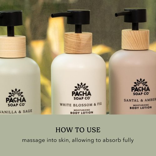 Pacha Soap Co. Body Lotion - Santal & Amber, Hydrating & Nourishing Formula with Clean Ingredients and Essential Oils, Dye Free, SLS Free, Paraben Free, Made in the USA, 2-Pack (16 fl oz Each)