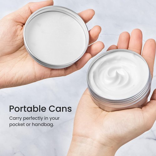 TUZAZO 48Pack 2 Oz Aluminum Tin Cans with Screw Lid and Labels, Refillable Travel Sized Cosmetic Containers Small Tins for Salves, Lotion Bars, Beard Balms, Candles