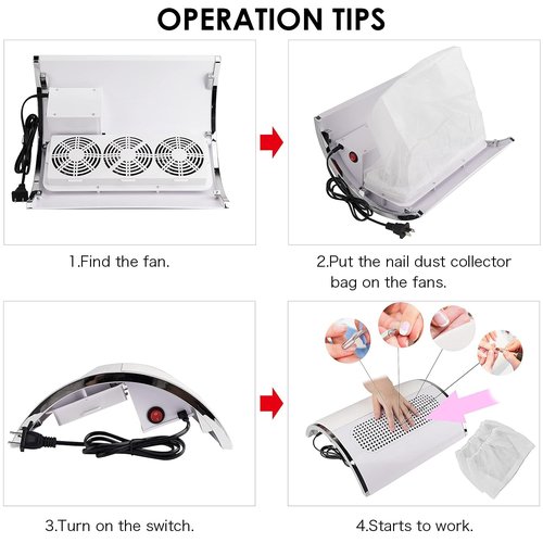 Nail Dust Collector Powerful Nail Vacuum Dust Collector, 40W Nail Dust Vacuum Cleaner Dust Extractor for Poly Nail, Acrylic Fan Vacuums Dust Suction Machine Manicure Dust Collector for Nails