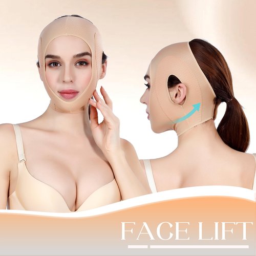 FABLESMODA V-Line Lifting Chin Strap for Women - Double Chin Reducer & Face Slimming Mask for Sleeping & Overnight Skincare, Reusable Jawline Trainer with Adjustable Pressure to Tighten Skin