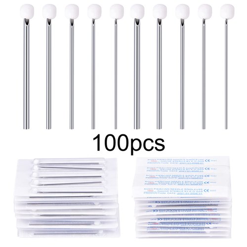 DJCIW 100PCS Mixed Body Piercing Needles,12G 14G 16G 18G 20G Sterilized Stainless Steel Ear Nose Piercing Needles For All Body Piercing