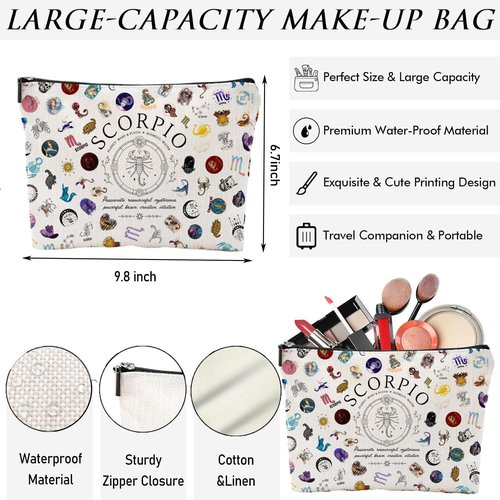 XYZONE Scorpio Gifts for Women, Scorpio Zodiac Cosmetics Bag, Travel Makeup Bags, Scorpio Birthday Gifts for Women & Astrology Lovers