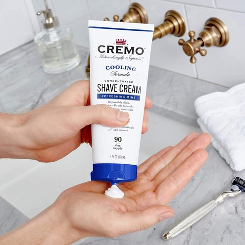 Cremo Barber Grade Cooling Shave Cream Bundle, 2 Pack 6 Fl Oz Ultra-Slick Shaving Cream Fights Nicks, Cuts and Razor Burn, WHITE
