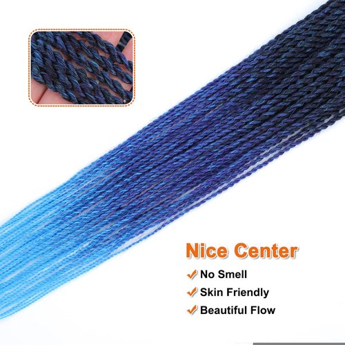 NAYOO Crochet Hair Senegalese Twist, 28 Inch 8 Packs Small Crochet Hair, 35 Strands/Pack Crochet Braids Hair for Black Women, Crochet Twist Hair Hot Water Setting (28 Inch, 1B/Purple/Blue)