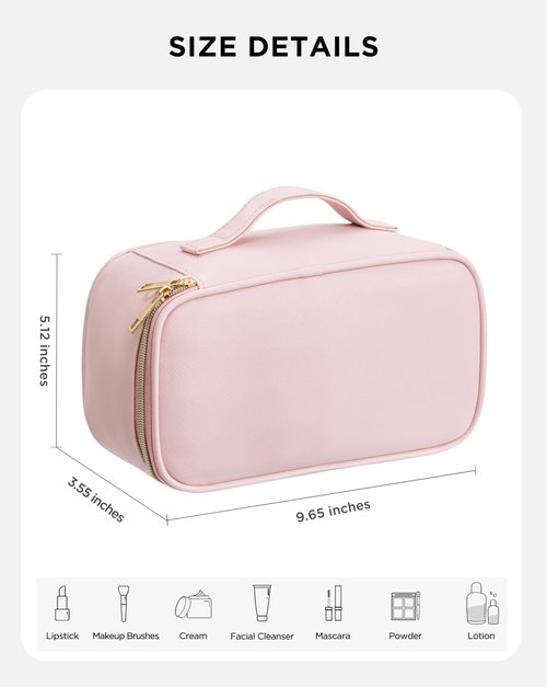 HBlife Small Makeup Bag Travel Cute Make Up Bag Makeup Brush Bag Case Organizer Cosmetic Bags for Women Girls with Handle (Pink)