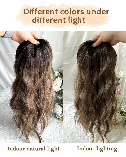 PANEWAY Hair Topper for Women 20 Inch Wavy Synthetic Fiber Topper with Natural Waves, Clip-In Hairpiece for Thinning Hair, Adds Volume & Length, Lightweight & Breathable
