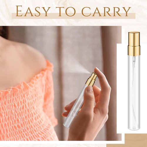 Domensi 60 Pcs 10ml Glass Perfume Refillable Bottles Decants Bulk for Perfumes Atomizer Spray Travel Glass Bottles with Atomizer Pump Bottle Kit for Travel Toiletries Fragrance Liquid