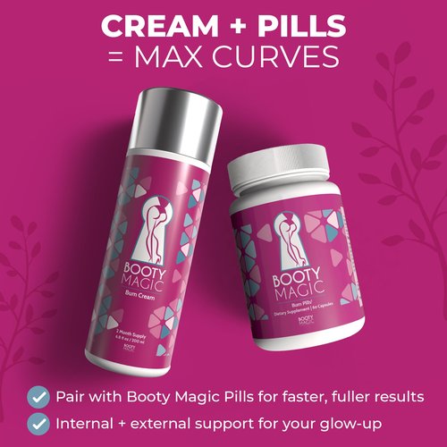 Booty Magic Butt Enhancement Cream - 6.8oz Butt Cream for Bigger Butt, Booty Cream Bigger Booty with Maca Root Extract, Pueraria Mirifica, Aloe Vera for Volume, Roundness and Softness
