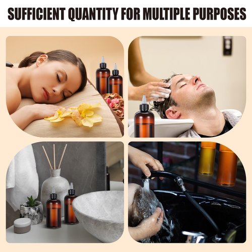 Barydat 12 Pcs Applicator Bottles for Hair, Squeeze Hair Oil Applicator Bottle Refillable Empty Plastic Bottles, Twist Cap with Open Close Nozzle and 2 Funnels (8 oz,Brown)