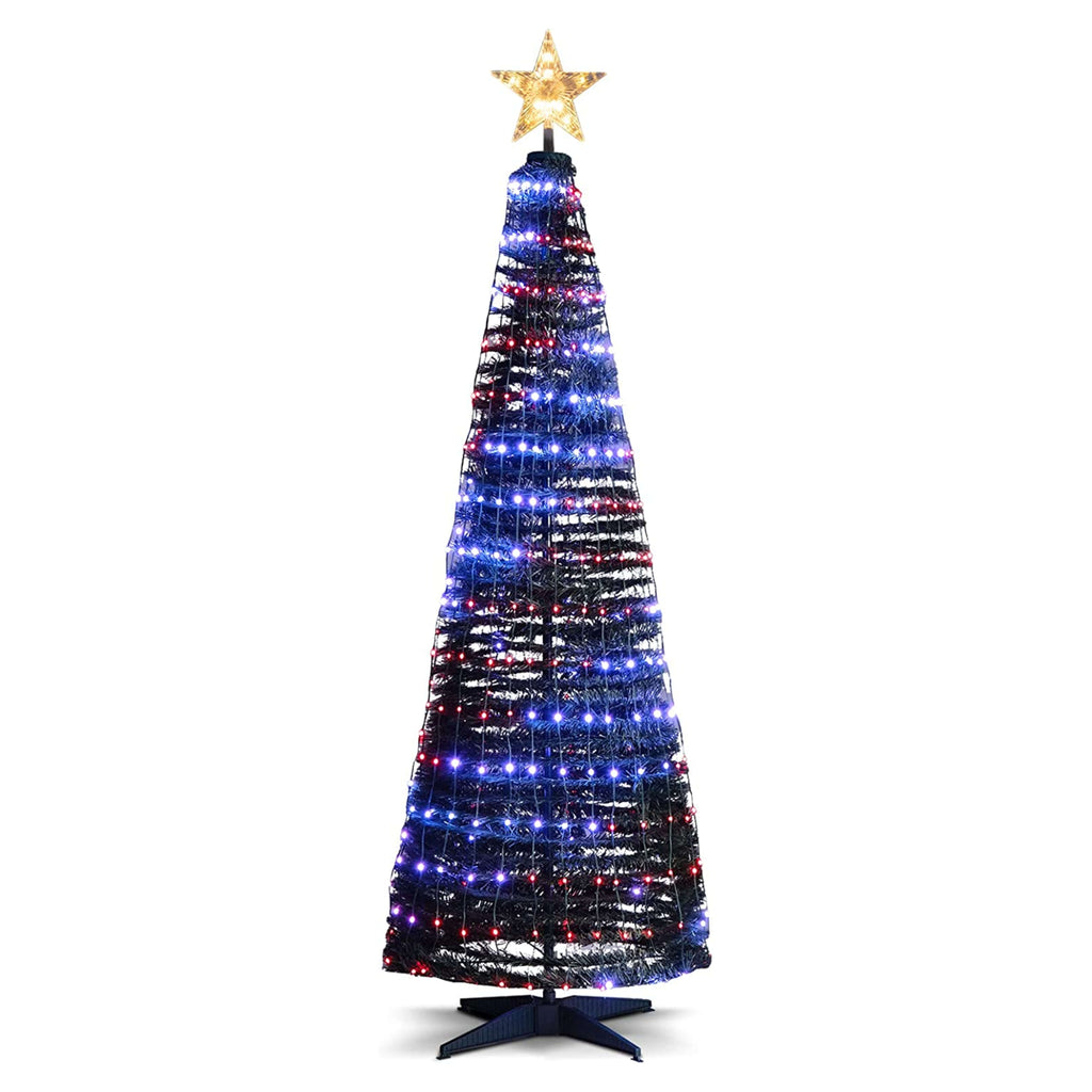 6 Feet Pre-Lit Artificial Christmas Tree with Snowy Tips & LED Lights - Costway Variation
