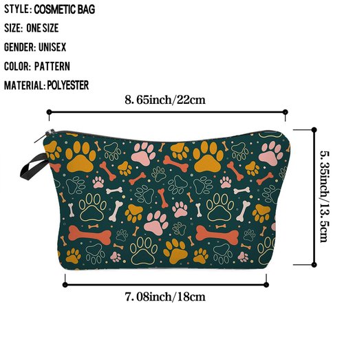 Livel lhood Women Travel Bag Dog Paw Pattern Printed Cosmetic Bag Makeup Bag Small Pouch Gift for Women hz7189