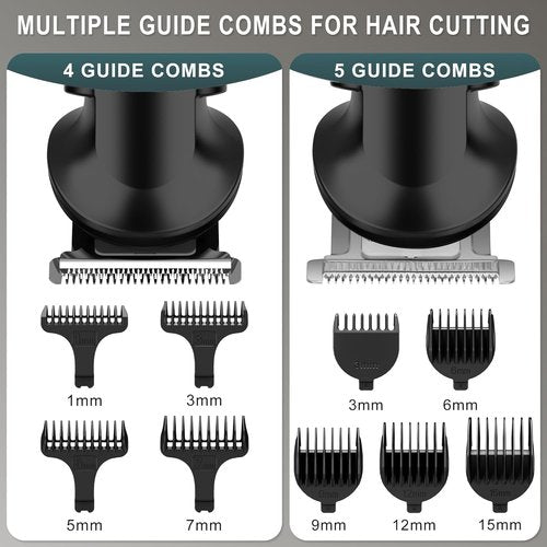 Hatteker 8-in-1 Mens Grooming Kit - Zero-Gap T-Blade Trimmer, IPX7 Waterproof Cordless Set with Hair Clipper/Beard Trimmer/Nose Trimmer, USB Rechargeable (1.5H Charge 180M Use) for Home & Travel