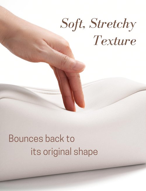 Yarnic White Neoprene Travel Makeup Bag Cosmetic Bag, Large Capacity Toiletry Bag for Women, Portable Pouch Cute Make Up Organizer with Divider and Handle