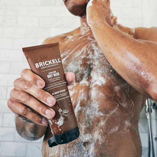 Brickell Men's Exfoliating Body Wash, Natural and Organic Body Scrub and Gel Wash to Cleanse and Reveal Fresh, Clear Skin, 8 Ounce, Scented (Fresh Mint, 8 oz)