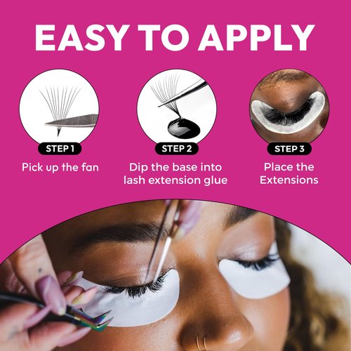 Eyesy Lash 500 Promade Fans - Volume Premade Lash Fans for Eyelash Extensions Pointy Base Handmade Loose Pre Made Eyelashes Middle Stem Soft and Lightweight (10D 0.03 D 13mm)