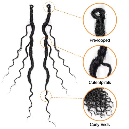 ToyoTress Boho Faux Locs Crochet Hair - 16 Inch Natural Black Bohemian Locs Crochet Hair With Curly Ends for Black Women, Shoulder Length Pre-looped Synthetic Braiding Hair Extensions（16 Inch, 1B-8P)