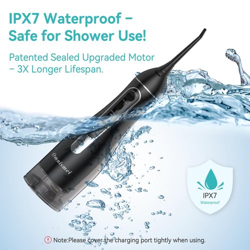 Water Dental Flossers for Teeth, 300ML Cordless Portable Electric Water Flosser, 4 Modes Oral Irrigator, Waterproof Rechargeable Water Floss for Deep Cleaning, Plaque Remover,Braces Home Travel Use