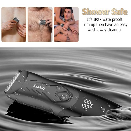 ENSSU Manscape Body Hair Trimmer for Men, Pubic Groin Hair Trimmer for Men with Safe Blade, Cordless Ball Shaver w/Light, Charging Dock, Waterproof Body Groomer, LED Display, 1H Charge,Black