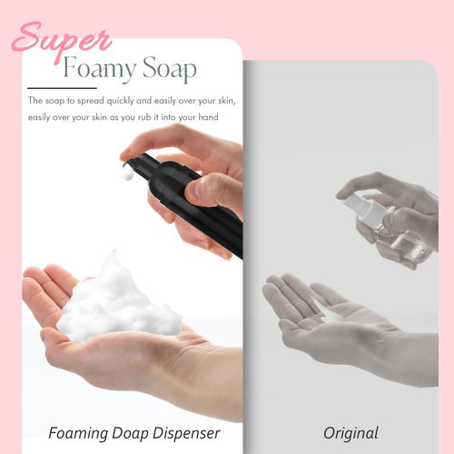 Foam Pump Bottle 2Pcs Travel Lash Shampoo Bottle, Empty Portable Refillable Mousse Foam Soap Dispenser for Hand Soap, Lash Cleanser, Shampoo, Face Wash, Cosmetics (Black, 2oz/60ml)