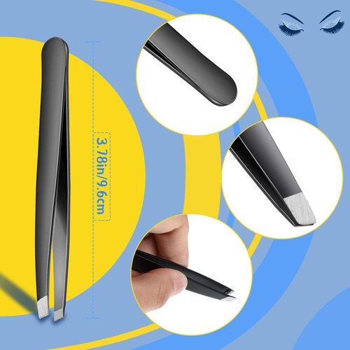 Mudder 24 Pieces Eyebrow Tweezers Bulk Stainless Steel Slanted Tip Precision Tweezers for Facial Hair, Blackhead and Tick Remover, Men and Women Professional