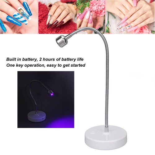 Zunate LED Light, 3W Gel Polish Drying Lamp, Flash Cure Light with Gooseneck, Gel Polish Dryer Lamp, Curing Lamp for Fluorescent Paint, Gel Nail