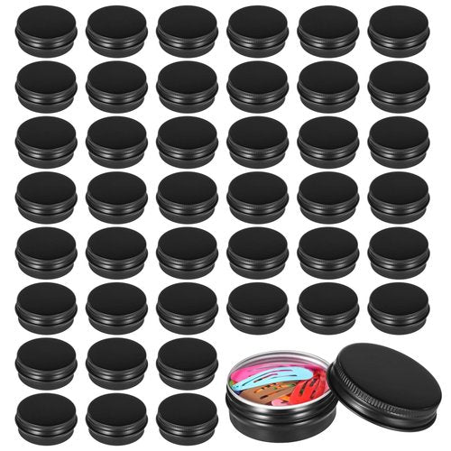 80 PCS Black Tin Containers With Lids, Metal Salve Tins, Screw Top Round Tin Cans for Cosmetic Lip Balm DIY Salves Candles Wax