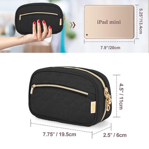 LUXJA Essential Oil Organizer -Holds 10 Bottles (5ml-15ml, Also Fits Roller Bottles), Travel Case for Essential Oils with Zipper Pockets (Bag Only), Black