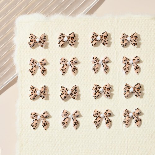 Dulyork 36Pcs Leopard Print Bow Nail Art Charms - Acrylic Rhinestone - Bow Shape - Nail Art Rhinestones