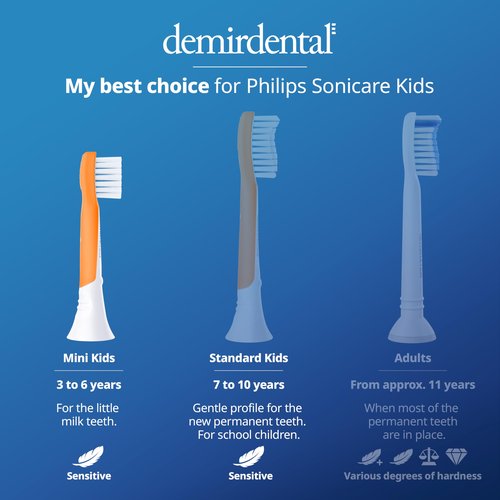 demirdental Kids Mini Toothbrush Heads Compatible with Philips Sonicare Compact Kids Toothbrush Heads - Replacement Heads Sensitive - Brush Heads from Ages 3 to 6 - Orange - Replaces HX6038-8 Pack