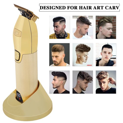 KEMEI Hair Clipper for Men Professional Hair Trimmer Barbers Beard Trimmer Cordless Rechargeable Hair Cutting Grooming Kit with 6 Guide Comb T Blade Trimmer LED Display