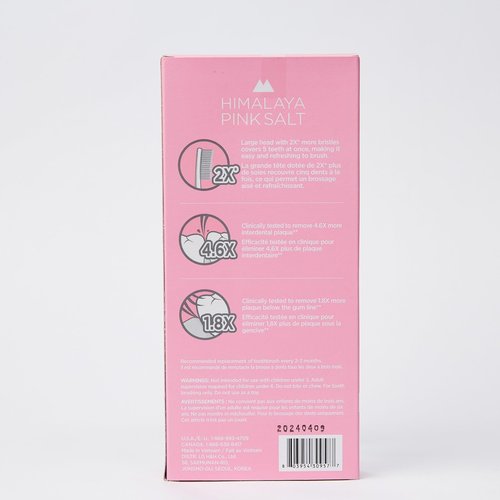 HIMALAYA PINKSALT Intensive Clean Toothbrush 4 Count - Extra-Large Toothbrushes for Adults, Plaque Remover for Teeth, Tapered Bristles Gentle on Teeth and Gum, Deep Clean Toothbrush