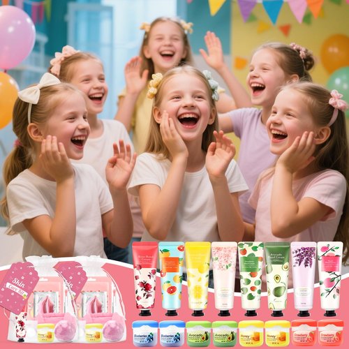Ponhey 88 PCS Spa Party Supplies for Girls, Spa Party Favors Include Face Masks Skincare, Hand Cream, Lip Balm, Under Eye Patches, Lip Mask and Foot Bath Bombs, Spa Birthday Sleepover Party Supplies