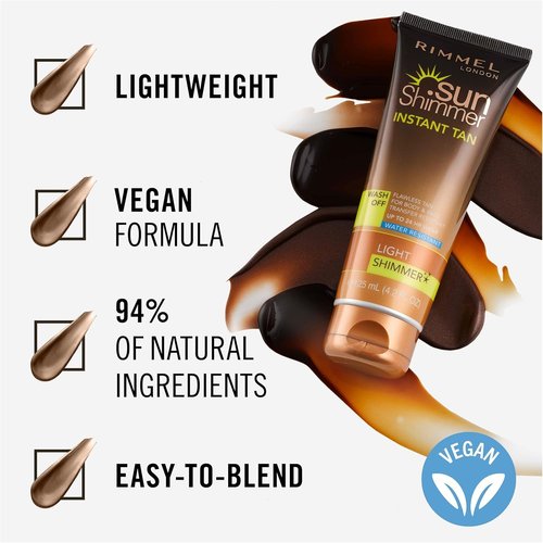 Rimmel Sunshimmer Water Resistant Instant Tan Wash Off Shimmer - Light