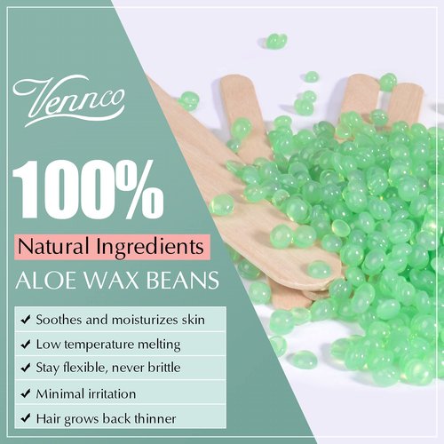VENNCO 2.5lb Aloe Wax Beads - Hard Wax Beans for Coarse Hair Removal, Gentle Large Refill for Wax Warmer Kit, At-Home & Professional Smooth Waxing for Sensitive Skin Brazilian Bikini Face Eyebrow Leg