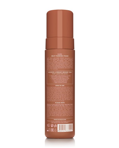 COCOSOLIS - SOLIS | Dark Self Tanner | Self Tan For Face & Body | Tanning Mousse For a Rich, Natural and long-lasting tan | Organic Self Tanner - Plant-Based DHA (200 ml)