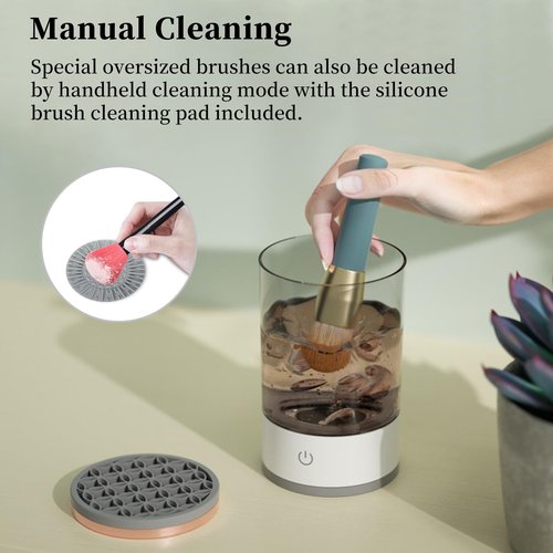 Ipalmay Makeup Brush Cleaner - Electric Makeup Brush Cleaning Machine, Automatic Cosmetics Brush Cleaning Tool & Dryer, Dust-proof Beauty Brushes Organizer, Multi-functional Gift for Women Mom Wife