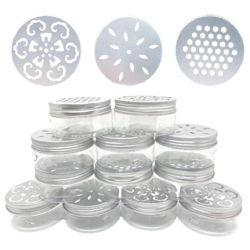 Nwsrayu 12 pcs 3 Styles Air Freshener Solid Perfume Aroma Diffuser Empty Storage Containers with Hollow Lids 80ml 2.7 OZ Screw Lid Round Jars Sample for Aromatherapy (12)