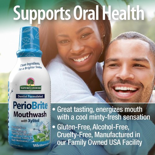 Nature's Answer Periobrite Wintermint All-Natural Mouthwash Promotes Healthy Teeth & Gums, Fights Bad Breath Flouride-Free 16oz (2 Pack)